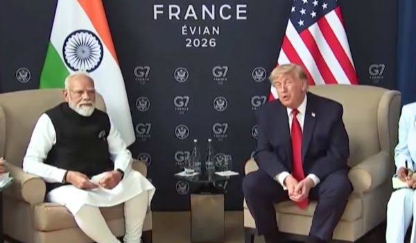 PM Modi meets US President on sidelines of G7 Summit in Evian; Issues of seafarers safety & Opening of Strait of Hormuz figure prominently PM Modi meets US President on sidelines of G7 Summit in Evian; Issues of seafarers safety & Opening of Strait of Hormuz figure prominently